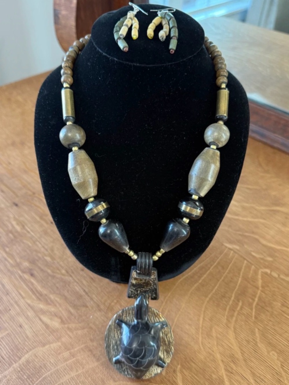 Handmade Turtle Statement Necklace & Earring Set
